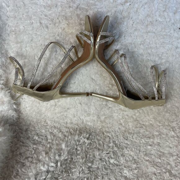 Steve Madden silver Rhinestones ankle straps heels back zipper size 10M - Picture 6 of 11